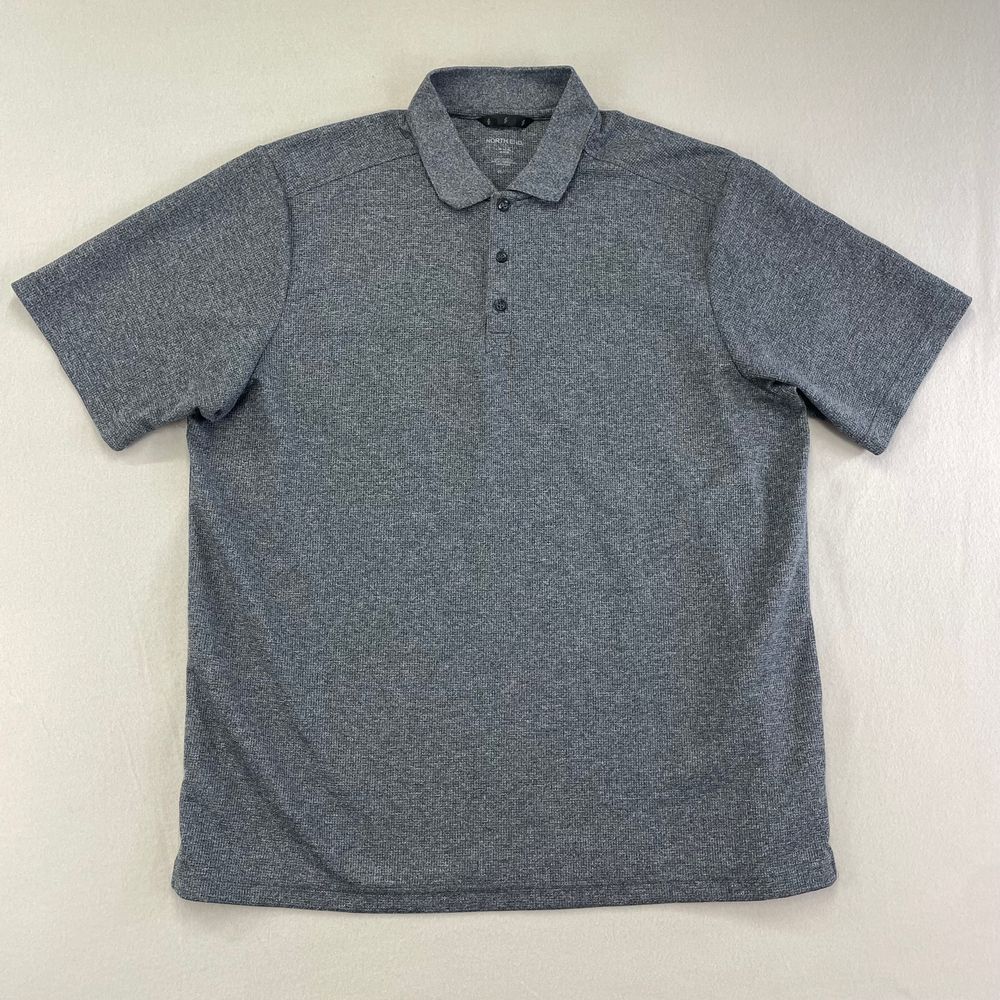 North End Polo Shirt‎ Mens XXL Grey Thermal Knit SS Casual Preppy Golf Work